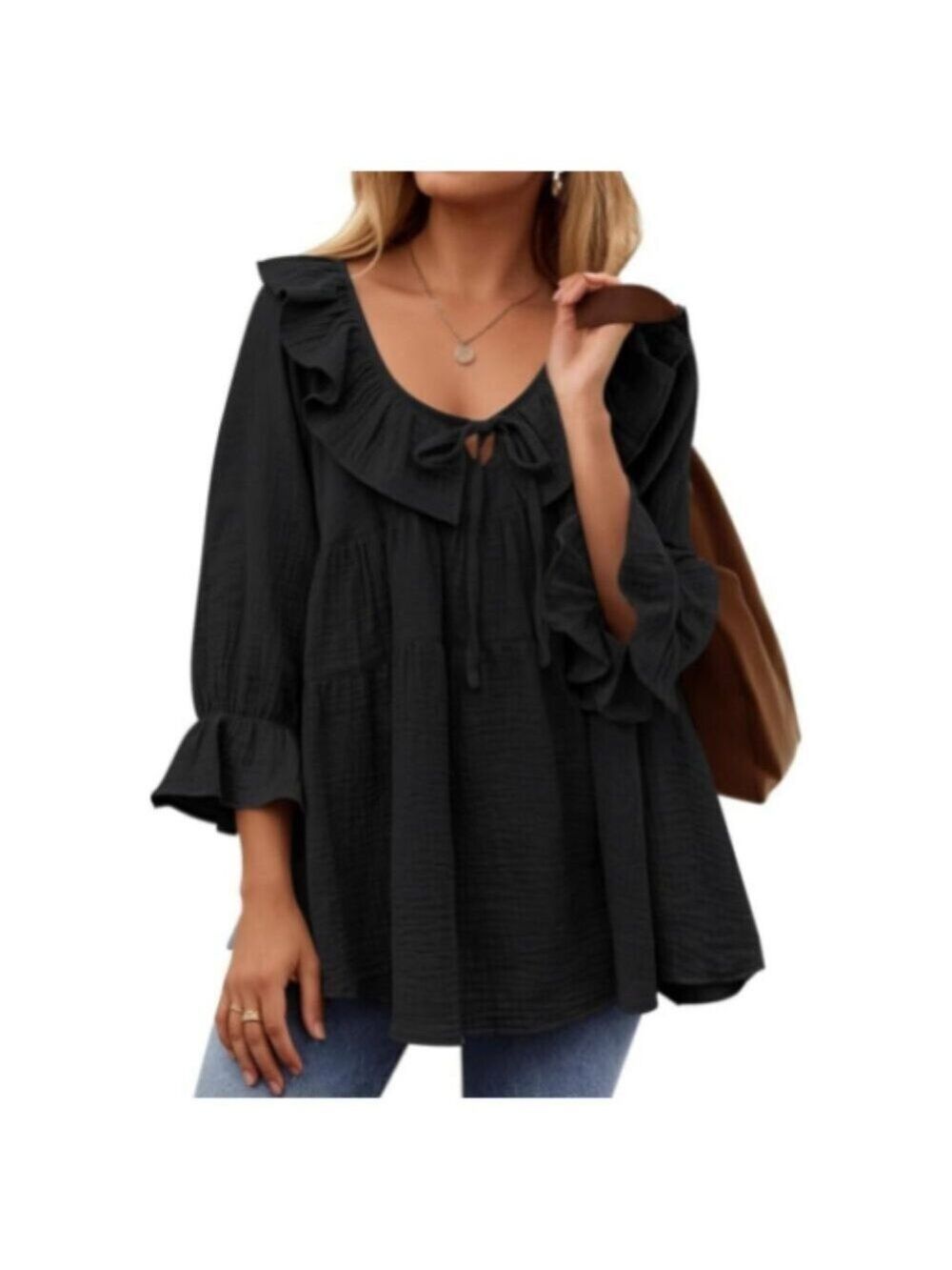 **ZESICA** Womens Scoop Neck 3/4 Length Sleeve Top